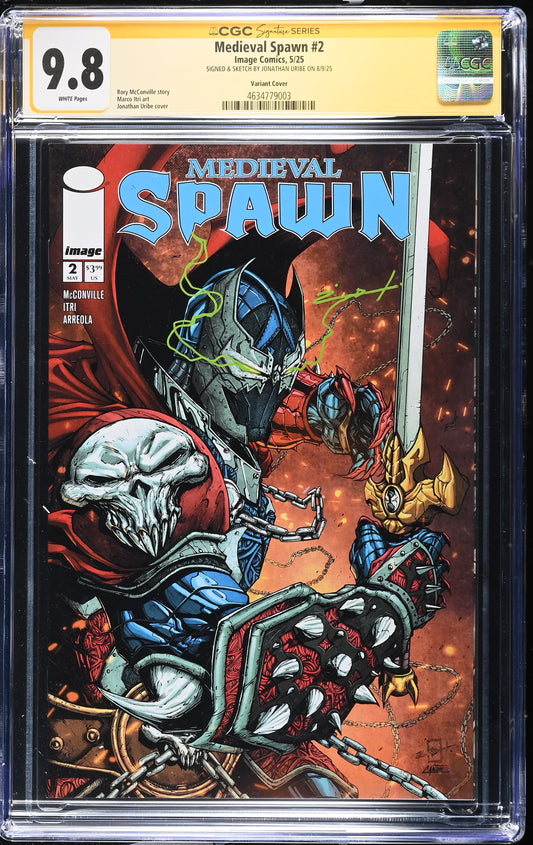Midieval Spawn #2 CGC 9.8 Signature + Sketch by Jonathan Uribe